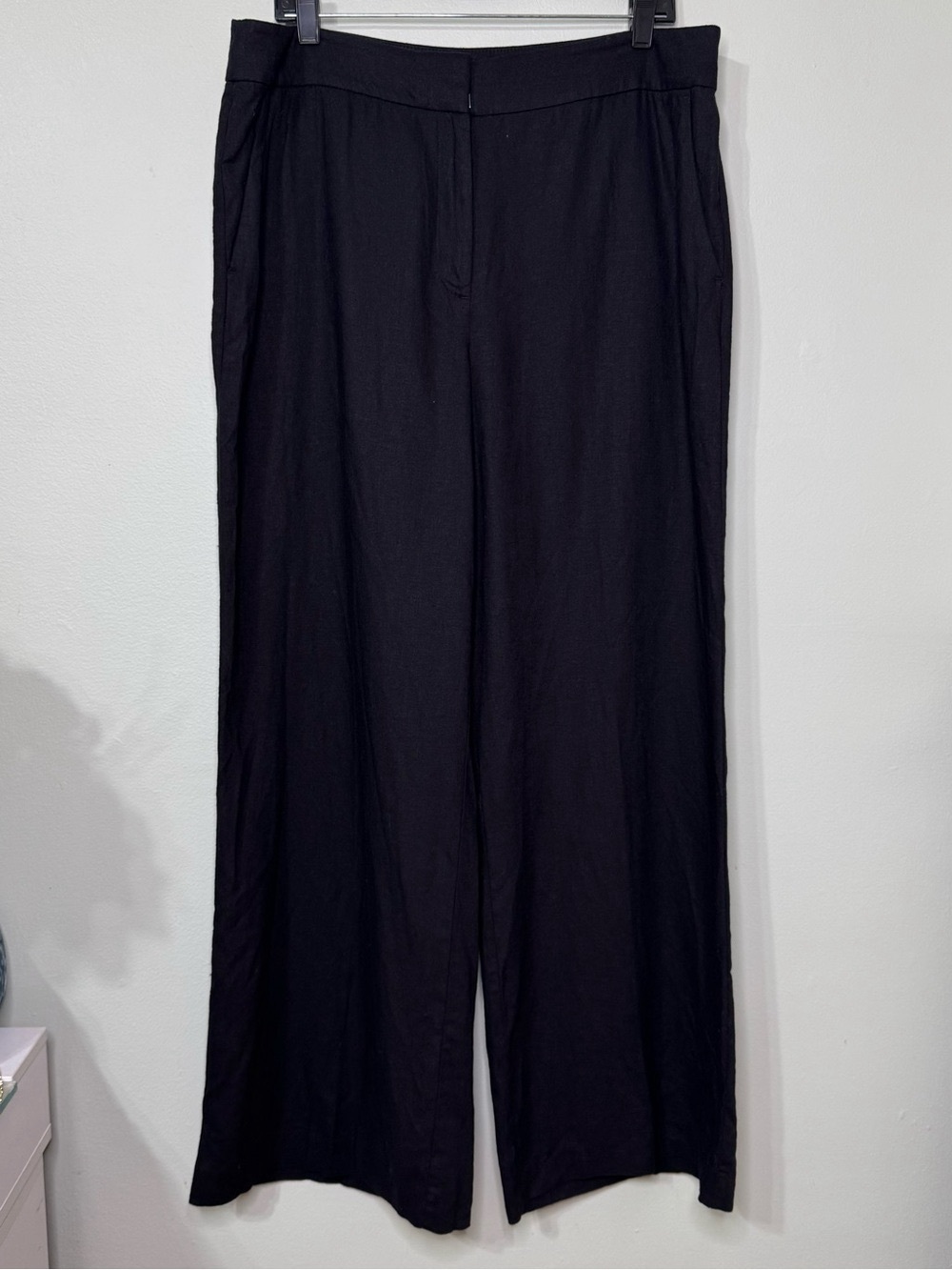 The LOFT Clean Wide Leg Pants in Linen Blend Black Size 14 - Picture 2 of 12